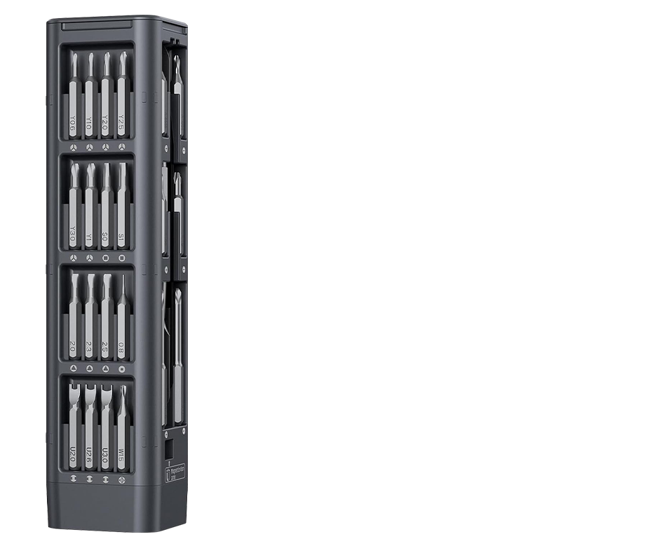 Zestaw wkrętaka E1 MAX wyjęty z obudowy