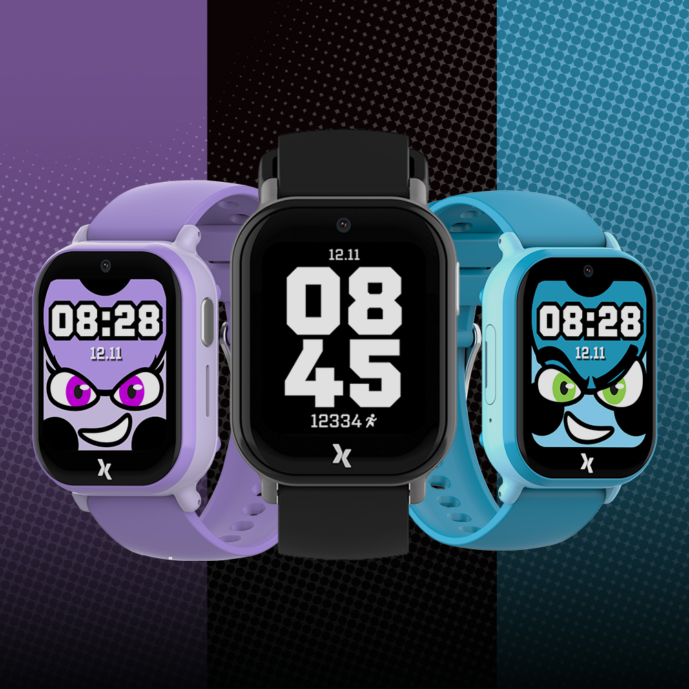 Fioletowy, czarny i niebieski smartwatch FW49 Kiddo 2