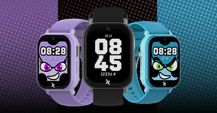 Fioletowy, czarny i niebieski smartwatch FW49 Kiddo 2