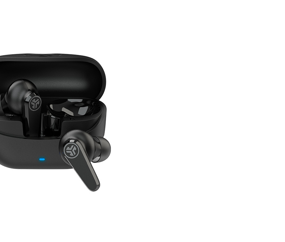 Czarne słuchawki JLab Go Pods ANC w etui.