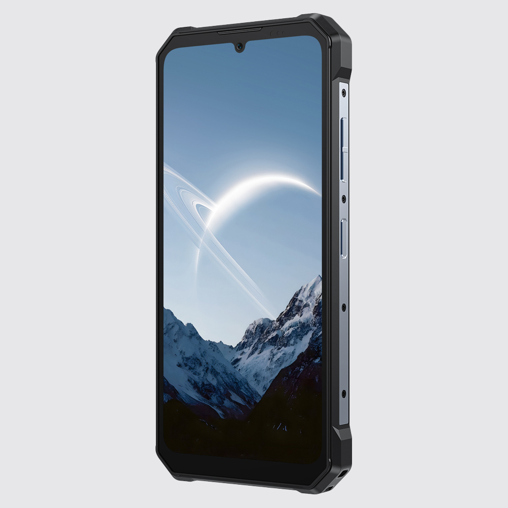 Telefon Fossibot F109S widziany z półprofilu na białym tle.