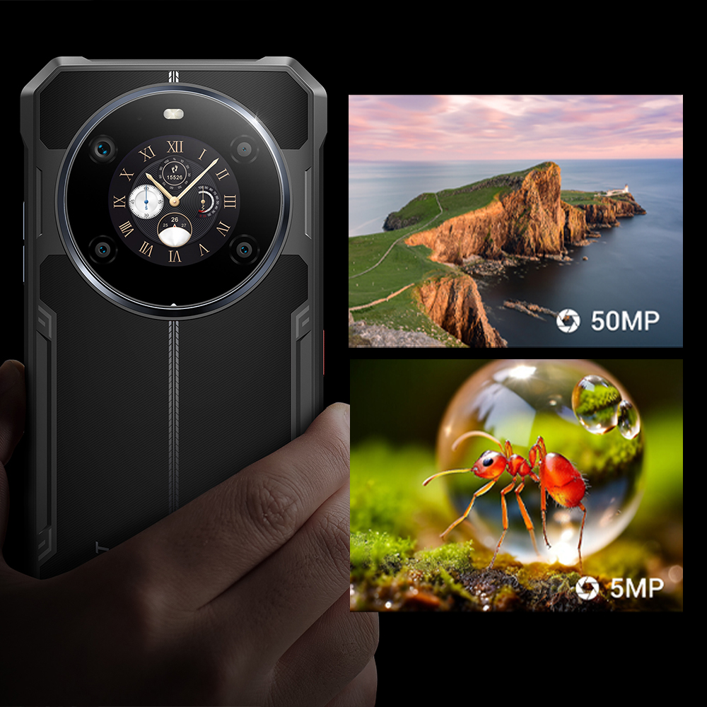 Tył telefonu Fossibot F109S i zdjęcia zrobione tym telefonem - zbliżenie.