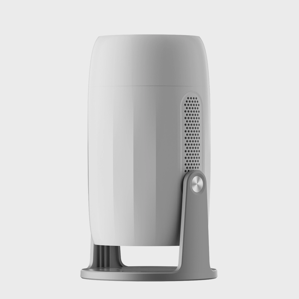 Lenovo 100M ustawiony pionowo na szarym tle.