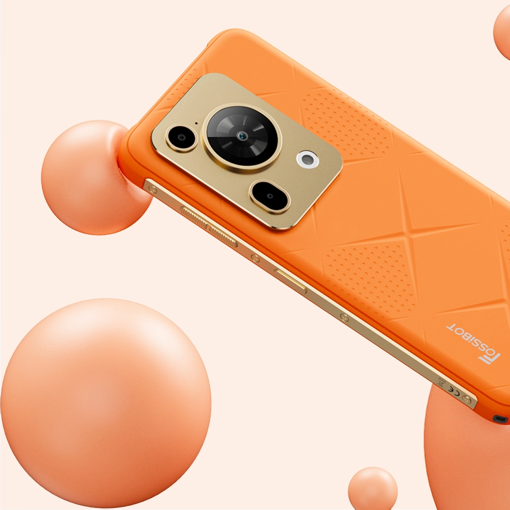 Grafika przedstawiająca smartfon F112 Pro 5G lewitujący z bańkami