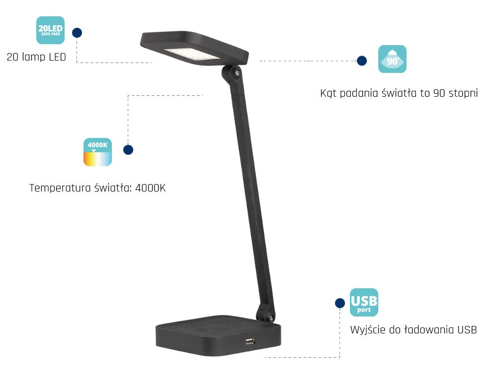 Lampka biurkowa ML1001 USB