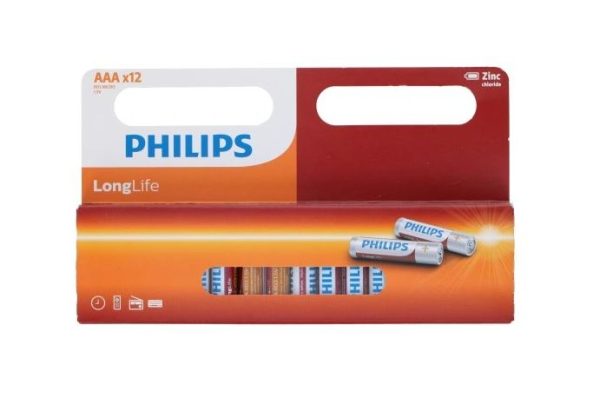 Bateria cynkowo-węglowa Philips Long Life AAA R03 12 szt